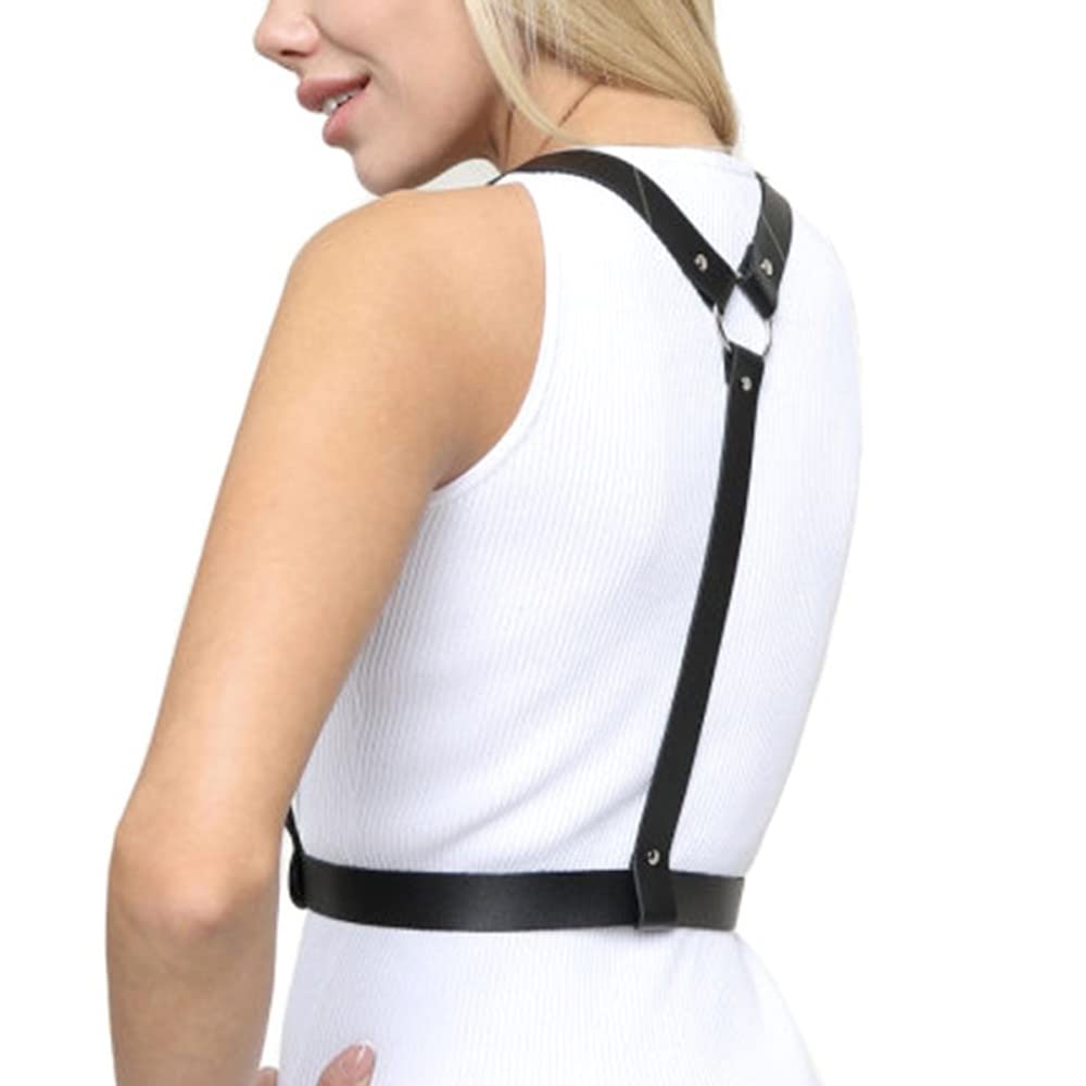 MICKAIER Punk Leather Body Harness Belt for Women Gothic Adjustable Waist Belts Fashion Accessories,body line harness strappy back belt