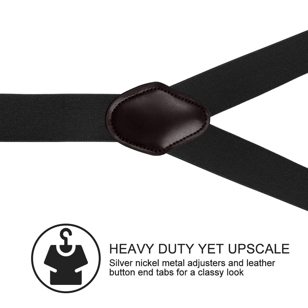 Vauhse Suspenders for Men, Adjustable Suspenders Gold Clip with Elastic Straps Y-Back Construction Heavy Duty for Work Gold Black