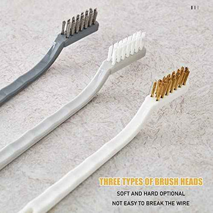 ORIJOYNA Set of 3 Kitchen Cleaning Scrubbers - Wire Brush (Stainless Steel + Brass + Nylon) for Range Hood Grease, Grime and Rust