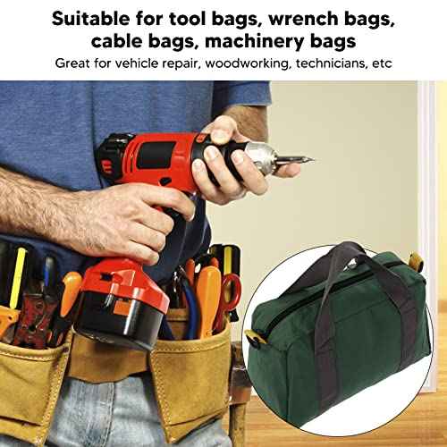 14-Inch Wide Mouth Tool Bag, Portable Canvas Tool Bag High Capacity Tool Storage Bag Power Tool Organizer Pouch for Vehicle Maintenance Carpentry Technicians (14in)