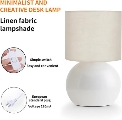 Small Table Lamp for Bedroom,Bedside Nightstand Lamp for Living Room,Minimalist Bedside Light lamp Set of 2, 10.4 Inch Desk Light for Bedroom, Living Room,Including Light Bulb（White）