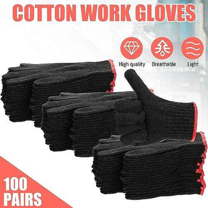 Sintuff 100 Pairs Gloves Cotton Liners for BBQ String Knit Polyester Safety Gloves for Cooking, Grilling