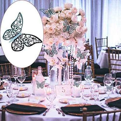 AIEX 24 x 3D Butterfly Ornaments with 3 Different Sizes (Indigo)