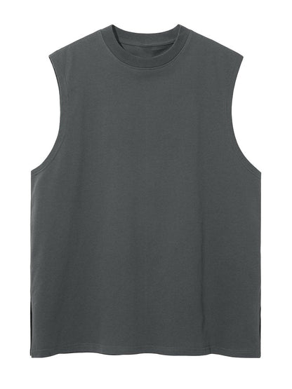 Mens Workout Tank Tops Sleeveless Tee Shirts Men Muscle Shirt Gym Cotton T Shirts Running Beach Loose Fit Tee（XZG,GY,M A-Grey