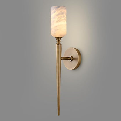 Alabaster Wall Sconce, 22in Modern Spanish Natural Marble Bathroom Vanity Sconces, Unique Indoor Brass Wall Lighting,Gold Fixtures Decor for Bedroom Living Room Staircases
