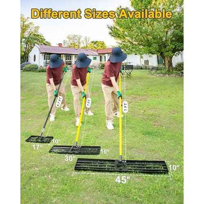 Lawn Leveling Rake, 30"x10" Heavy Duty Sand Leveling Tool with 7FT Long Handle, Steel Golf Rake for Soil, Compost, Gravel, Lawn Leveler for Yard, Garden, Golf Course, Landscaping Level Tool
