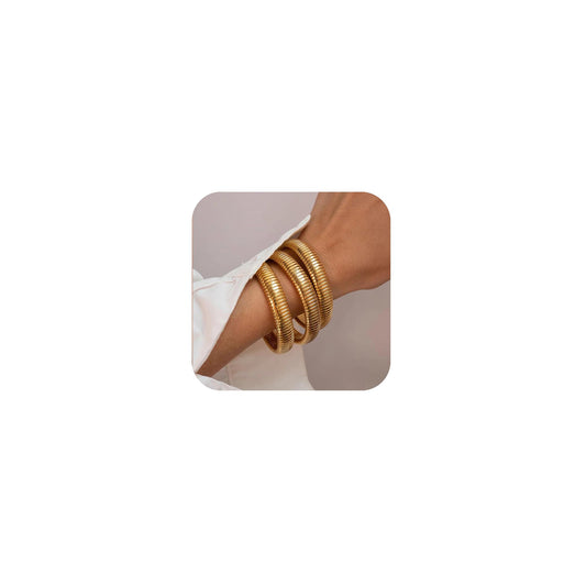 Awinesn Gold Bangles for Women, Gold Bracelets for Women Chunky Bangle Bracelets for Womens Bracelets Stack Tarnish Free Gold Jewelry Set of 3 for Womens Fashion Accessories Gifts for Mom