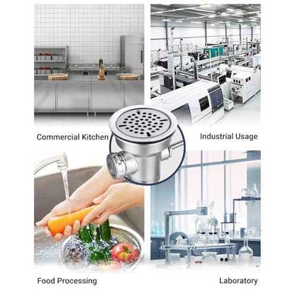 3-1/2" Commercial Sink Drain with Twist Lever Handle, Waste Drain Valve with Overflow Inlet for Restaurant 2/3 Compartment Sink, Easy Controll, Block-Free and Leakproof