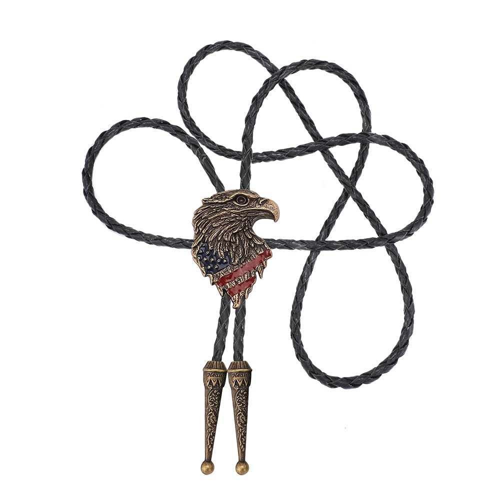 HLYMPONY 250th Anniversary of USA Eagle Bolo Tie, Western Cowboy Patriotic Accessory for Men (Bronze)