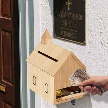Offering Boxes for Church - Prayer Request Box, Wood Church Offering Collection Tithing Donation Fundraising Box 9.1 x 6.7 x 11.8 in