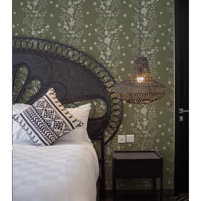 Tonal Floral Peel and Stick Wallpaper Sage Green Floral Self Adhesive Wallpaper Contact Paper Waterproof for Shelves Cabinet Drawer Table (Sage Green, 17.32in X 6.56ft)