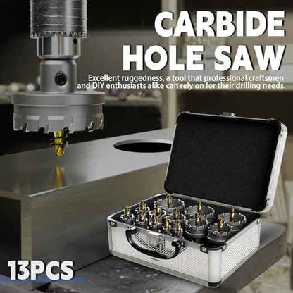 CSOOM Carbide Hole Saw 19 pcs kit, Metal Steel Hole Saw Bits, TCT Hole Cutter for Stainless Steel, Iron, Aluminum, Alloy, Plastic