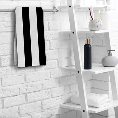 Black and White Striped Towels Highly Absorbent Stripe Bath Towels Set of 2