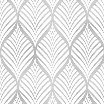 Silver & White Leaves Peel and Stick Wallpaper Texture Contact Paper Self Adhesive Leaf Stick on Removable Vinyl Roll for Home Decorative 17.7''x118''