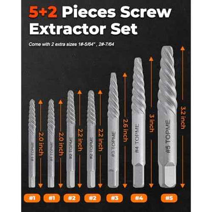 Screw Extractor Set, 7PCS Easy Out Screw Extractor Set, Stripped Screw Extractor for Removing Damaged Screws, Broken Bolts, Studs