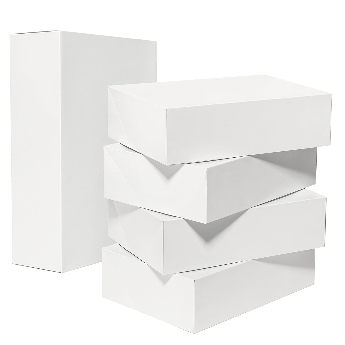 Mefleet 14x10x4 Large Gift Boxes with Lids 10 Pack Extra Deep Clothes Shirt Robe Sweater Box for Christmas Presents, Holidays, Birthday Gift Wrapping White