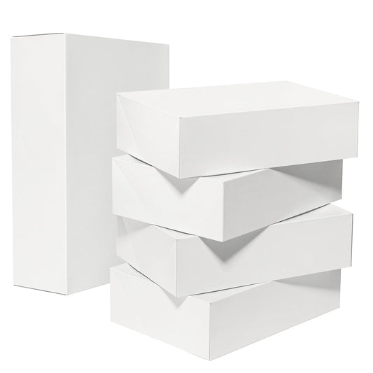 Mefleet 14x10x4 Large Gift Boxes with Lids 10 Pack Extra Deep Clothes Shirt Robe Sweater Box for Christmas Presents, Holidays, Birthday Gift Wrapping White