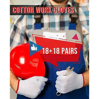 SATINIOR 36 Pairs Hand Work Gloves White Cotton Liners Safety Work BBQ Gloves Liners Men Women Cotton Hand Protection