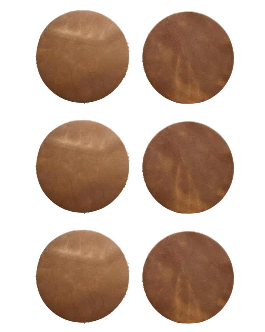 Real Natural Grain Leather Coasters – Durable Non-Slip (Luggage) Distressed Design, Set of 6 for Table Protection in Home, Office, Kitchen, and Bar