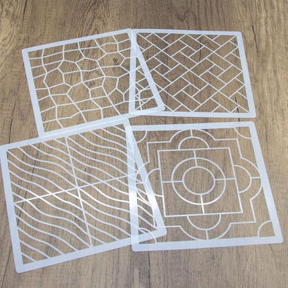Brick Stencil Set for Crafts (15 Pack, 8x8 Inch), Street Cobblestone & Garden Sidewalk Patterns, Reusable Texture Stencils for Wood, Fabric, Furniture, Terracotta Mosaic & Geometric Floral Tile Design