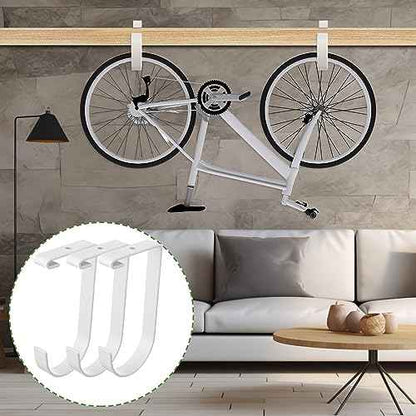 Soaoo 8 Pieces Storage Flat Hook Bicycle Flat Thickened Hooks Add on Hanging Bike Hooks for Overhead Garage Rack Wall Shelving Ceiling Accessory (White)