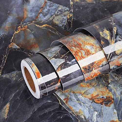 Livelynine Blue Gem Marble Contact Paper Self Adhesive Wallpaper Peel and Stick Countertops for Kitchen Cabinet Table Desk Bathroom Counter Top Covers Waterproof Removable 15.8x78.8 Inch