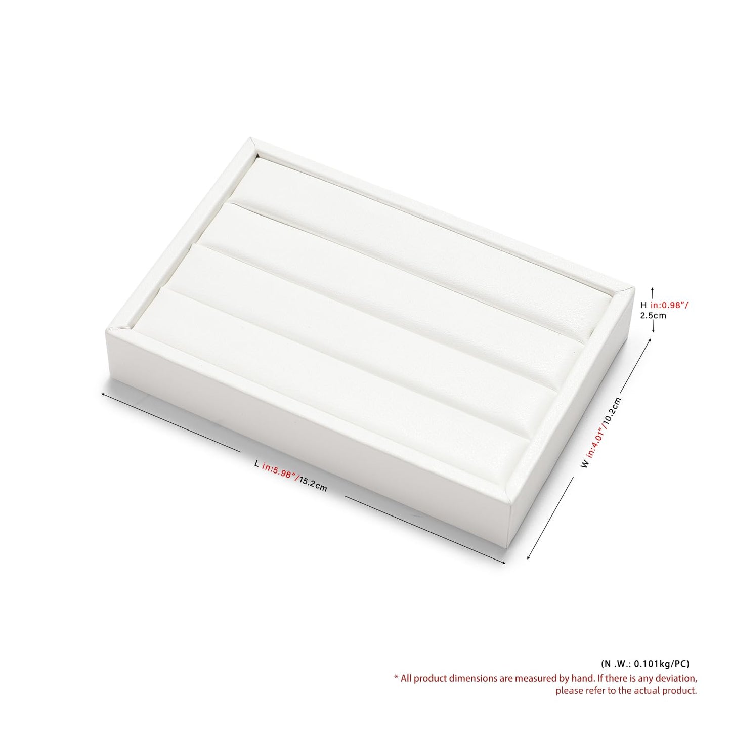 Oirlv 3 Slots PU Leather Small Ring Organizer Earrings Trays Showcase Display Storage Insert Holder for Jewelry Box, Drawer, Dresser(White,M)