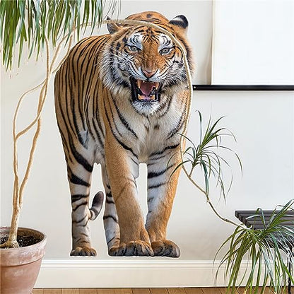Ferocious Tiger Wall Stickers, sacinora Realistic Wild Animal Wall Decals Removable Vinyl Peel and Stick for Living Room Bedroom Children's Room Sofa TV Background Art Decorations