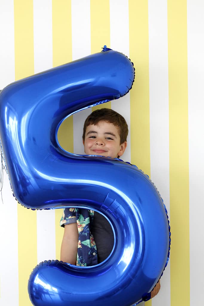 Number 5 Balloon 40 Inch for 5th Birthday Decorations, 15 25 35 50 Big Navy Blue Numbers Balloons for Wedding Party Decor