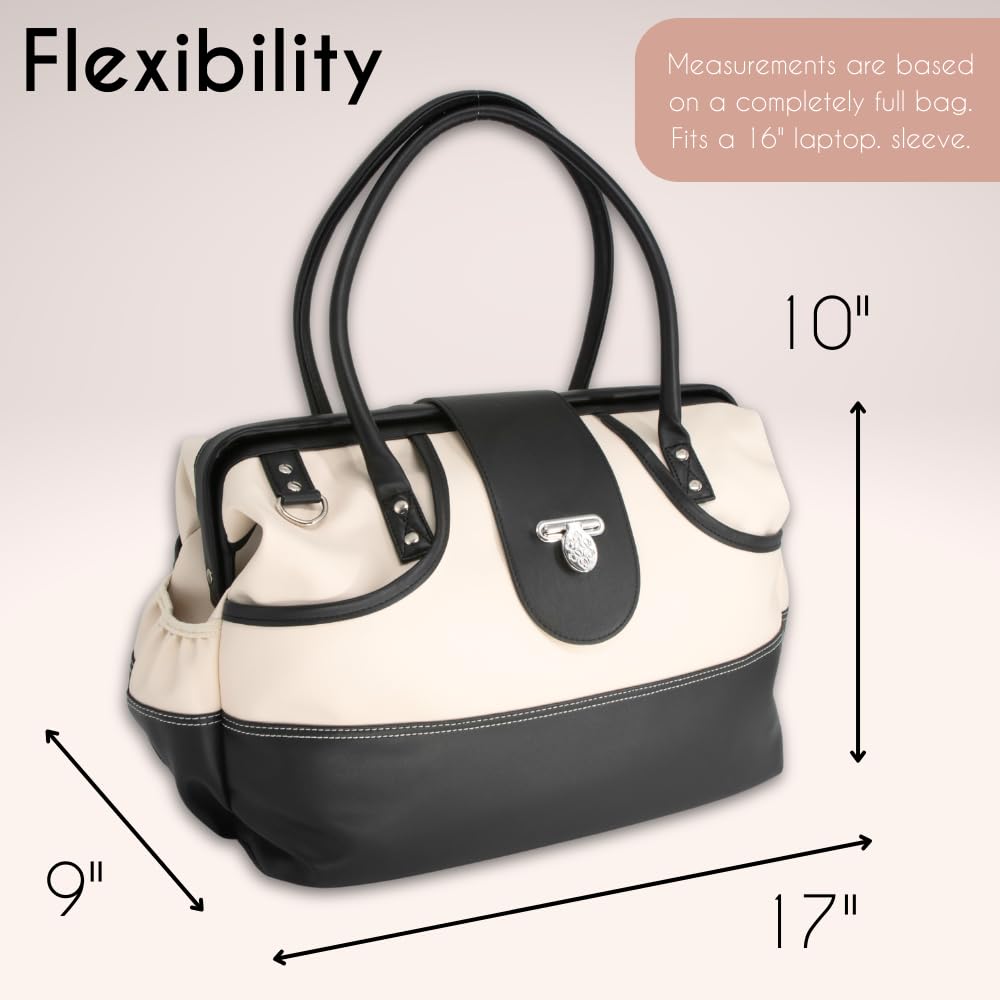 Borsali Weekender Bag for Women - Travel Carry On Duffel -Vegan Leather with Travel Wallet, Packing Cubes & Shoe Covers (Cream)