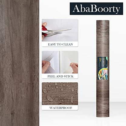 AbaBoorty 85''x15.8'' Classic Gray Oak Wood Wallpaper Peel and Stick Wood Look Vinyl Wrap for Cabinets Shelves