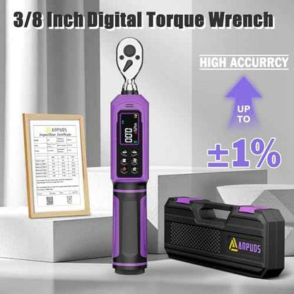Digital Torque Wrench 3/8 Drive, 0.66-44.25 Ft.lb / 0.9-60 Nm Inch Pound Torque Wrench with Dual Direction Ratchet, ¡¾1% Accuracy with Vibration, Buzzer and LED Alert