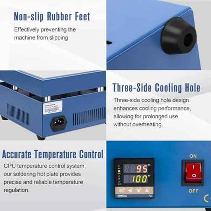 Soldering Hot Plate 110V 850W LED Microcomputer Electric Preheat Soldering Preheating Station Welder Hot Plate Rework Heater Lab (200X200mm Plate)