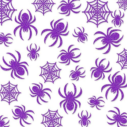 24Pcs Halloween Decorations 3D Spider Scary Wall Decor Stickers Purple Glitter Spider Web Window Decals Spooky Halloween Party Decorations for Indoor Home Room Wall Decoration