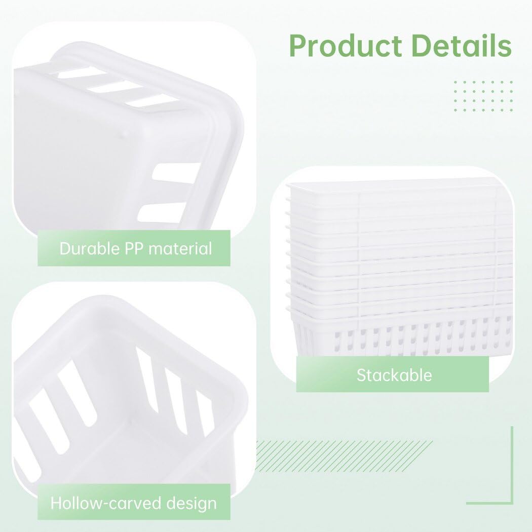 Lnrueg 20 PCS Classroom Storage Baskets, 10.2 x 3.1 x 2.4 inches,Plastic Classroom Pencil Organizers, Pencil and Pen Organizer Baskets, Durable PP Storage Trays for Home School Office Supplies