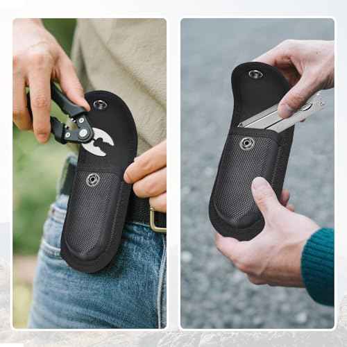 Nylon Pocket Knife Sheath, 5"-5.5" Portable Knife Holder for Belt, Horizontal/Vertical Carry Knife Pouch with Snap Closure, Multitool Folding Knife Sheath for Daily or Outdoor Use