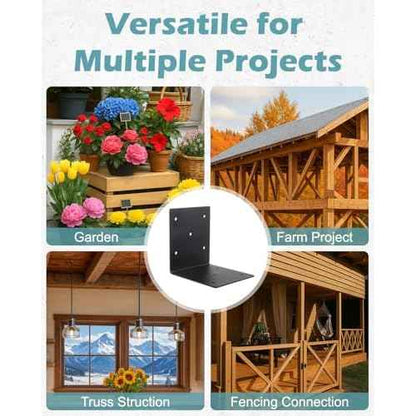 8 pcs 6" x 6" x 5" Heavy Duty Steel Ll Right Angle Bracket, 6x6 Steel Corner Brackets, 90 Degree Timber Post Brackets for 4x4 and 6x6 Post, Wood Shelves, Furnitur