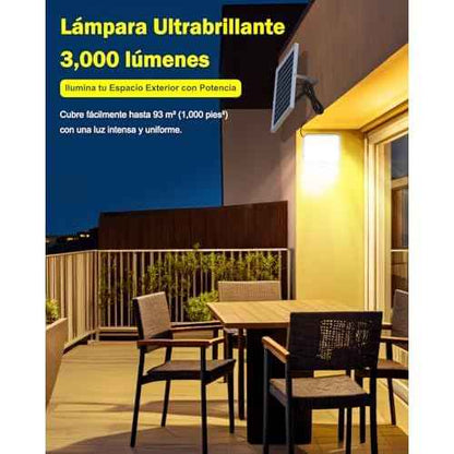 Engrepo Solar Lights Outdoor 3000LM Auto On/Off Dusk to Dawn Light with 10000mAh, IP65 Waterproof Outside Solar Powered Security Flood Light with Remote Control for Wall Porch Shed Barn