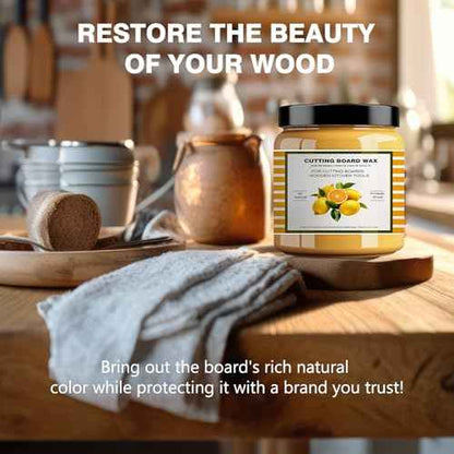 Premium Cutting Board Finish Wax - Natural Beeswax and Carnauba Wax - Improved with Lemon & Orange Oils - Beeswax Wood Polish - for Wood Butcher Blocks, Wooden Bowls - Wood Conditioner - 3.5oz