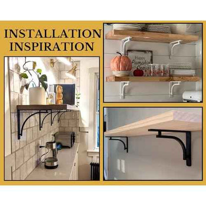 Classic Brass Heavy Duty Shelf Brackets 12 inch by Balin Designs ? Gold L Bracket, Wall Mounted Support, Shelving Metal Bracket, Decorative Shelf Brackets, with Hardware Included, Set of 2