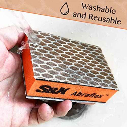 S&X Sanding Sponge Set 20-Pack of Hook and Loop Sandpaper Interchangeable 8 Assorted Grits - Wet and Dry, Anti-Clogging, Durable (20)