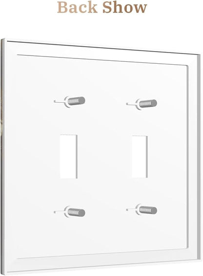 Decorative Art Light Switch Covers Gilded Bloom 2 Gang Double Toggle Wall Plate Decorative Switchcover Electrical Switchplate for Home Decor