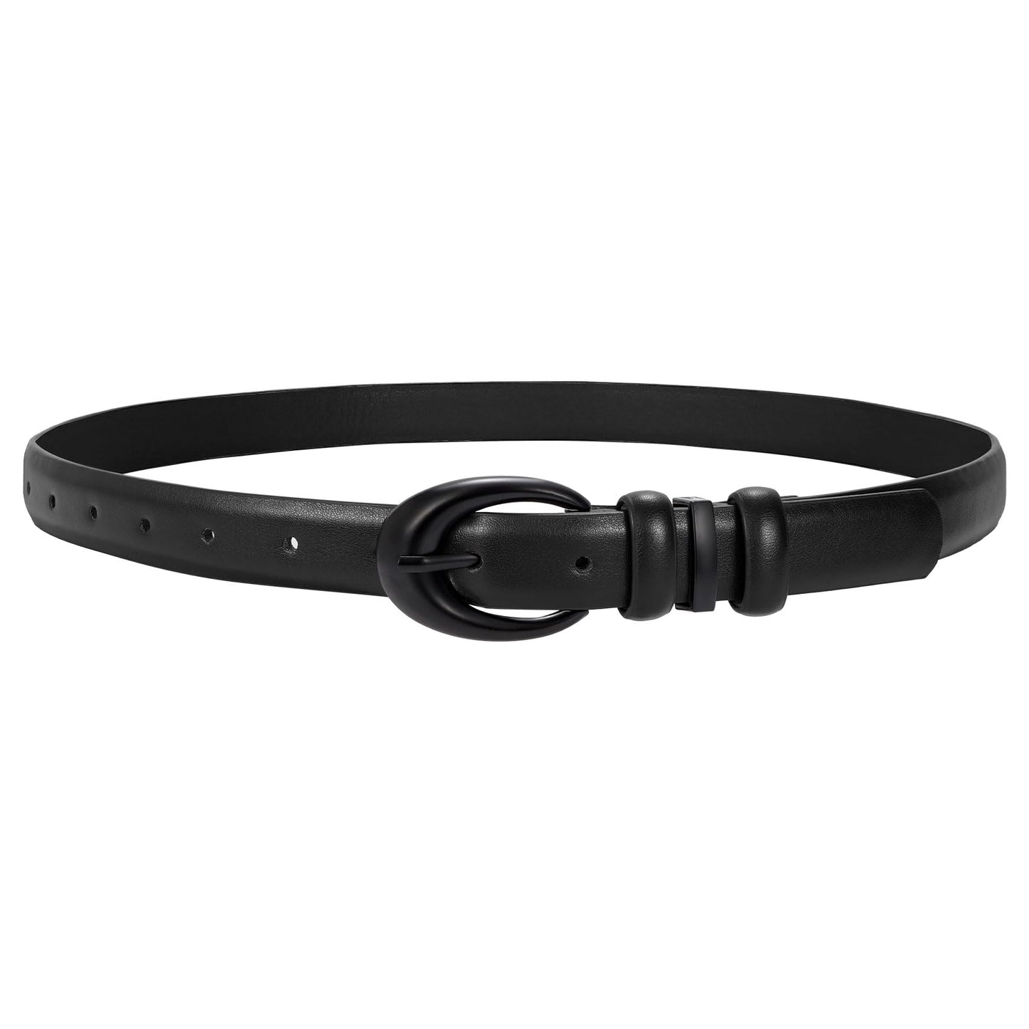 TRIWORKS Women Leather Belt for Jeans Pants Fashion Ladies Skinny Faux Leather Dress belt with Black Buckle