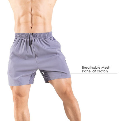 Gaglg Men's 5" Running Shorts 2 Pack Quick Dry Athletic Workout Gym Shorts with Zipper Pockets Dark Grey/Light Grey,Medium