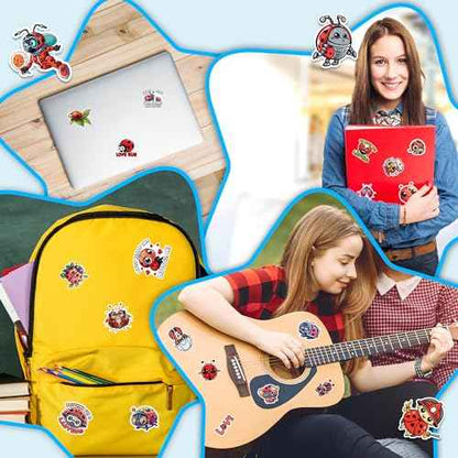 Ladybug Stickers 50 Pieces Vinyl Waterproof Decal for Laptop Water Bottle Phone Car Window Bike Motorcycle Stakeboard Scrapbook Ladybugs Sticker Gifts for Kid Teen Adult