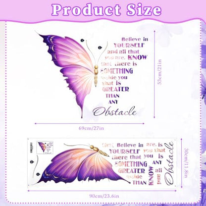 Large Inspirational Butterfly Wall Decor, Motivational Saying Positive Peel and Stick Wall Art Decals for Women Girls Bedroom Living Room Office Bathroom Decorations