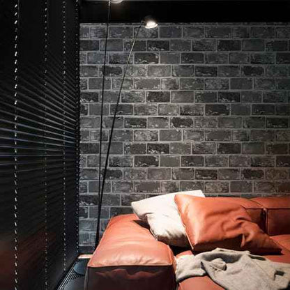 GaliGali Black and Silver Brick Wallpaper, Peel and Stick Wallpaper, Self-Adhesive Classic Antique Texture Rock Wall Paper, Removable Contact Paper for Home Decoration 17.3"x118", No.A07020J-3