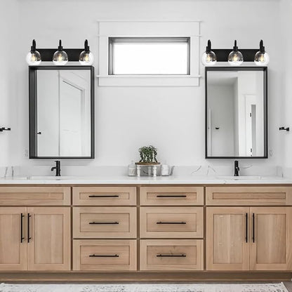 3-Lights Vanity Lights Globe Glass Rustic Bathroom Light Fixtures for Over Mirror Kitchen with Seeded Lampshades