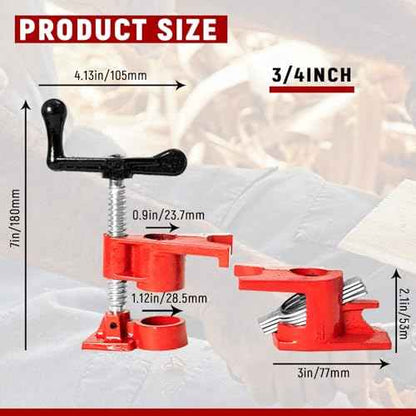 Pipe Clamps 3/4 inch 6 Pack Pipe Clamp with Unique Foot Ideal for Carpentry, Home Improvement, and DIY Projects Wood Gluing Clamps (Red, 3/4 IN)