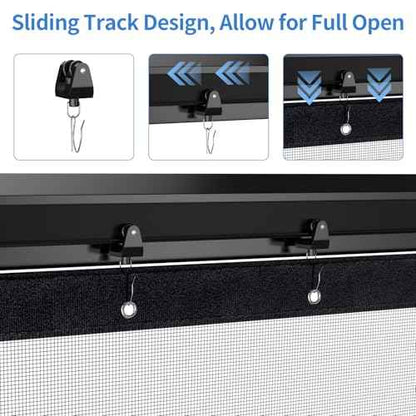 Retractable Magnetic Screen Door with Sliding Track for 72x80 Inch Doors, Pet-Friendly Fiberglass Mesh Screen to Keep Bugs Out, Fully Retractable for Balcony, Patio, French, and Sliding Doors